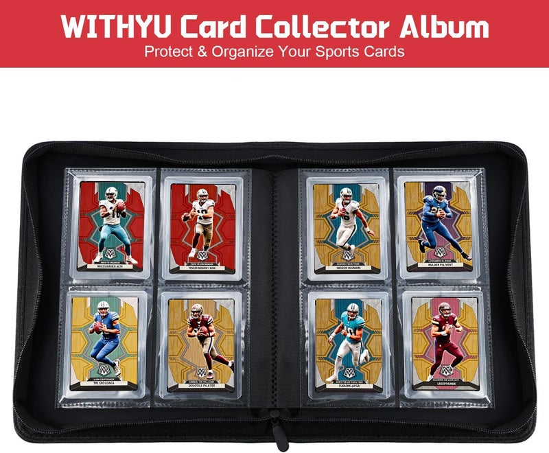 WITHYU Toploader Binder 4 Pocket, Trading Card Binder Top Loader PU Leather Album with 128 Pockets, Ringless Card Holder for Sports TCG MTG Collection (Burgundy) - Image 4